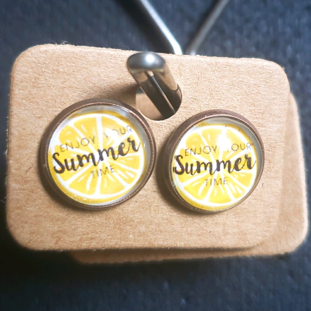 12 mm stud earrings -lemon summertime